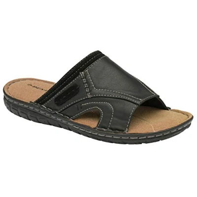Image of DUNLOP Mens Sandals Memory Foam Touch Fastening Open Toe Flip Flop Mules Summer Shoes (Kevin Black, 11) …