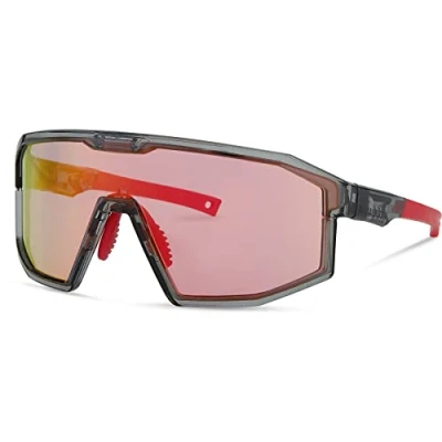Image of Madison Enigma Cycling Sunglasses Gloss Crystal Smoke Frame, Pink Rose Mirror Lens/Bicycle Cycle Biking Bike Mountain Road Eyewear Sun Glasses Eye Wear Protection Trail Enduro Anti Glare Shade