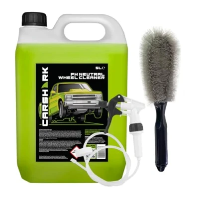Image of CARSHARK Wheel Cleaning Kit, PH Neutral CLeaner 5 Litre, Long Hose Trigger, Brush (Black)