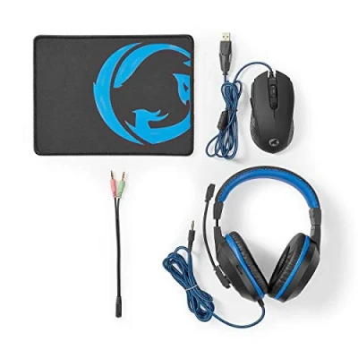 Image of NEDIS Gaming Combo Kit 3 in 1 Headset, Mouse and Pad Blue/Black