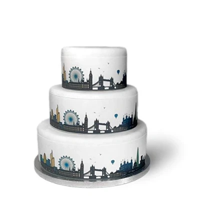 Image of Top That Edible Decor Sheet London City Skyline Border Ribbon Perfect for Decorating Larger Cakes Easy to Use
