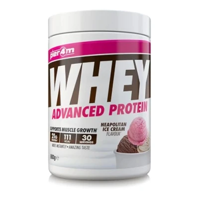 Image of Per4m Protein Whey Powder 30 Servings of High Shake with Amino Acids for Optimal Nutrition When Training Low Sugar Gym Supplements (Neapolitan Ice Cream, 900g)