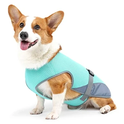 Image of Blue Dog Cooling Vest,Breathable Mesh Ice Vest Harness Jackets Safety Soft Light Weight Coats Clothes with Adjustable Strap for Summer Sun Proof Small Medium Pet Puppy Outdoor