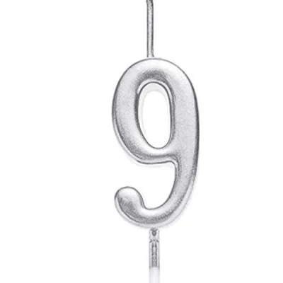 Image of Gifts 4 All Occasions Limited Shatchi Silver 9 Number Candle Birthday Anniversary Party Cake Decorations Topper