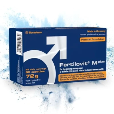 Image of Fertilovit M Plus Fertility and Sperm Production Supplement for Men Study Tested, Patented Male 90 Capsules