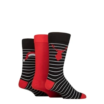 Image of Mens 3 Pair SOCKSHOP Wildfeet Cotton Christmas Gift Socks Deer 7 11