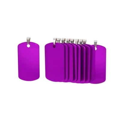 Image of NanTun Rectangle Aluminum Blank Dog Tags, DIY Engraved Cat ID Personalised Pet Identity Name tag Carving, Size 46mm x 25mm, Purple 30 pcs