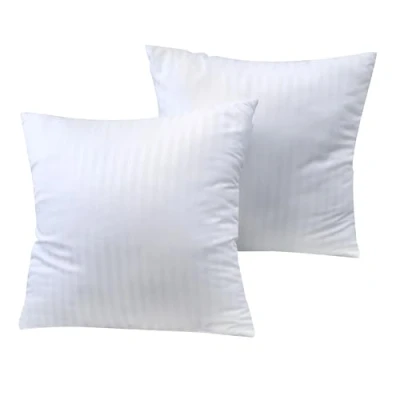 Image of Pack of 2 Cushion Inner Pads, 45x45cm (18x18) Pads Inserts Fillers Scatters, Hollowfibre Pillow (White Strips)