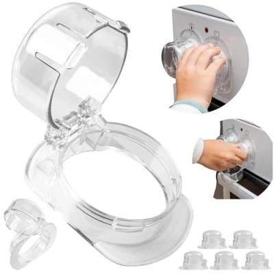 Image of Cooker Knobs Child Lock Pack of 6 Transparent for Large Control with Max. Diameter 52 x 45 mm, Minimum 63 mm Knob Spacing, Panel Baby Lock, Protection Rotary Knob,