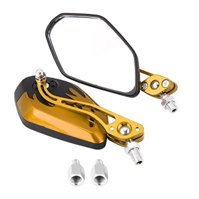 Image of motorcycle Rearview Mirror, 1 Pair 8mm 10mm universal Rear View mirrors Scooter Side (yellow) snowmobile