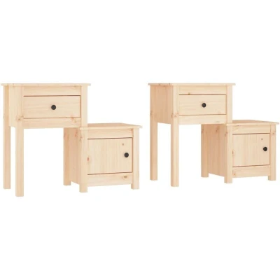 Image of vidaXL Bedside Cabinet 2 pcs 79.5x38x65.5 cm Solid Wood Pine