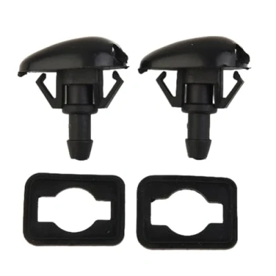 Image of [Replacement] 2X Water Jet Nozzle Front Windscreen Washer ABS Plastic Black for Nissan Navara D22 D40 Pickup Silvia S14 S15 Windshield SSAAQWE
