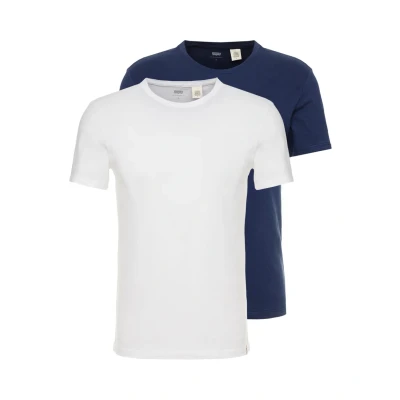 Image of Levi&#039;s SLIM Crewneck 2 PACK Basic Tshirt, Men&#039;s, Size: XS, Blues/white