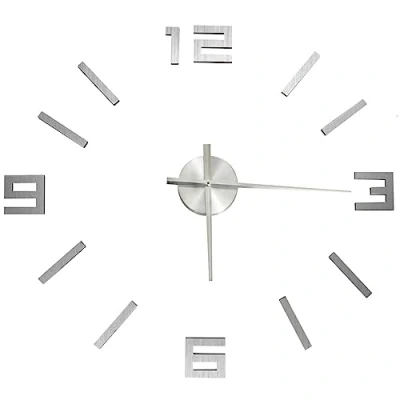 Image of vidaXL 3D Wall Clock Modern Design Silver 100 cm XXL