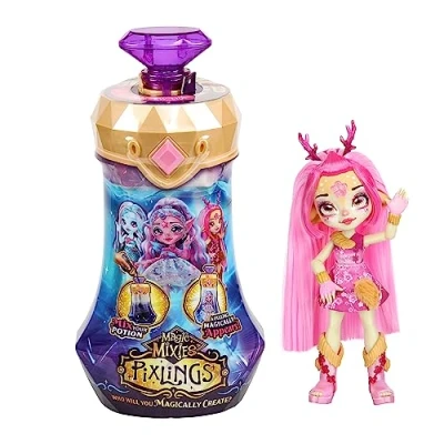 Image of Magic MIXIES Pixlings, Deerlee The Deer Pixling, Create And Mix A Potion That Magically Reveals Beautiful 6.5&quot; Pixling Doll Inside Bottle!