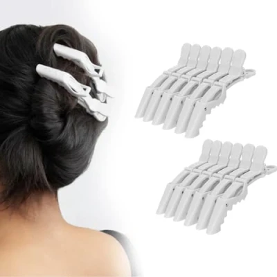 Image of Velvet London 12PCS Crocodile Clips Hair Professional for Styling Sectioning Women Girls Alligator Salon Home Use (White)