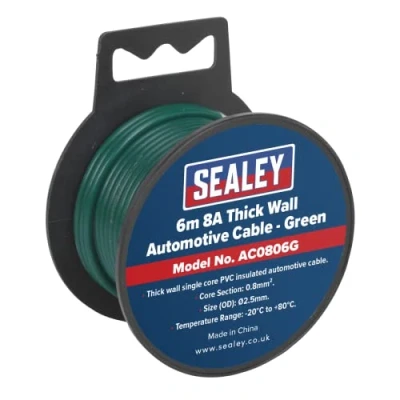Image of Sealey Automotive Cable Thick Wall 8A 6m Green