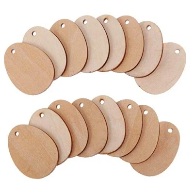 Image of ForuMall 50pcs Wooden Shape Unfinished Egg Embellishments for Crafts with Hole (5cm)