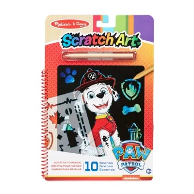 Image of Melissa &amp; Doug PAW Patrol Scratch Art Pad Marshall Colour Reveal Travel Activity