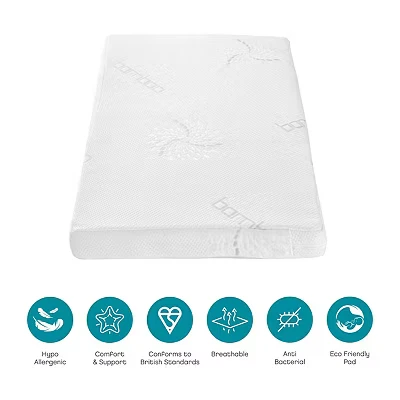 Image of Tutti Bambini Coir Fibre Cot Mattress 120 x 60cm Hypoallergenic, Breathable &amp; Wipeable Travel Mattress, Soft Supportive Bed Toddler Baby
