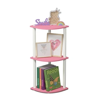 Image of Furinno Toolless Shelves, Wood, Pink/White, one size, 3 Tier