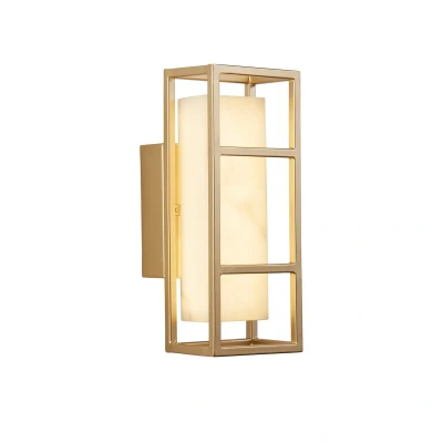 Image of Mirage LED Wall Lamp, Matt Gold &amp; Marbleised Resin