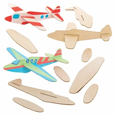 Image of Baker Ross AT808 Wooden Glider Kits Pack of 8, Arts and Crafts for Kids to Colour in