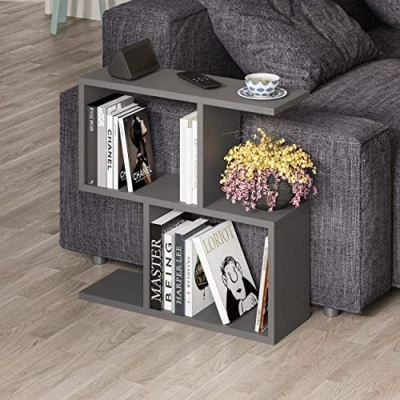 Image of HOCUS PICUS 2 Tier Storage End Side Table Versatile C 60x60x19.5cm Shelves Organizer Office Living Room Desk Stand Display (Anthracite)