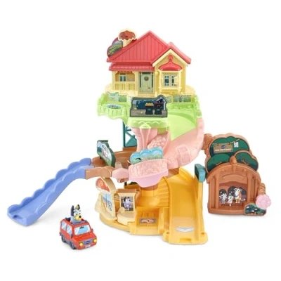 Image of VTech Toot Drivers Road Trip Play Set, Bluey Playset includes Toy Car, Vehicle Tracks For Kids with Lights and Sounds, Toddlers, 12 Months, 2, 3, 4+ Years, English Version