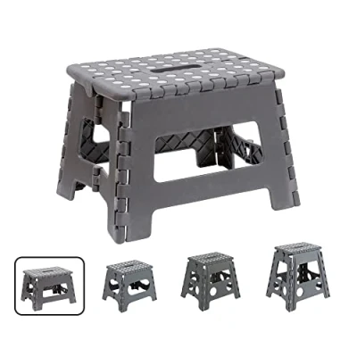 Image of ARREGUI TB 022 G Small Folding Stool Foldable for Kids and Adults Portable 150 kg Load Capacity Kitchen, Bathroom, Camping, Garden 22 cm Tall Grey