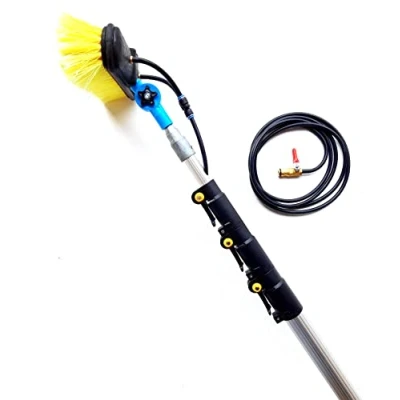 Image of 16ft 20ft 24ft Water Fed Telescopic Window Cleaning Pole, Solar Panel Extendable Extended Extension Hose Squeegee Brush Tool Kit, Cleaner