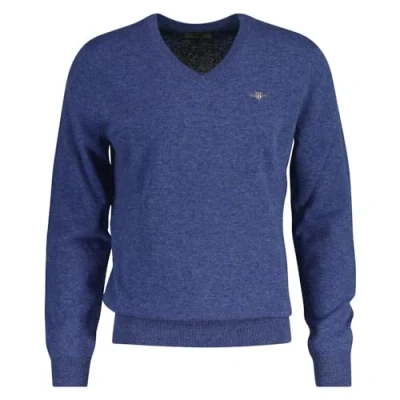 Image of Gant Pullover V Neck Wool Blend Blue size L
