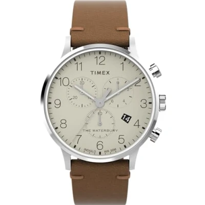 Image of Timex Men Analog Quartz Watch with Leather Strap TW2W50900VQ