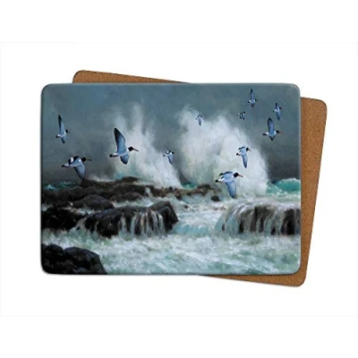 Image of Julian Friers Oyster Catchers Large Table Mat by Wildlife Artist Non slip Cork backed Placemat