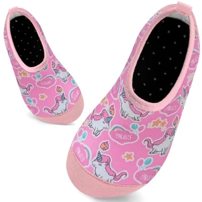 Image of Kids Swim Water Shoes for Girls Toddlers Baby Aqua Socks Quick Dry Pool Beach Barefoot Children（Unicorn Stars 20/21
