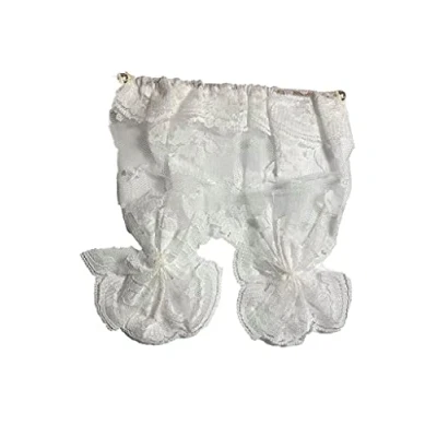 Image of Melody Jane Dolls House Ecru Lace Net Curtains Tied Back 1:12 Window Accessory