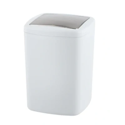 Image of WENKO Bathroom Bin with Lid 8.5 L Barcelona White Shatterproof Plastic 20.5 x 28.5 cm