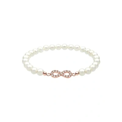 Image of Elli Women&#039;s 925 Sterling Silver Crystals Strand Infinity Pearl Wristwear Bracelets