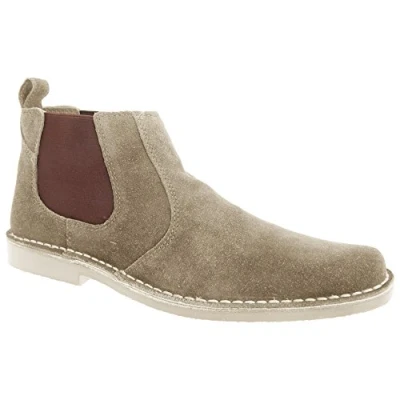 Image of Mens Fashion Boots Roamers Leather Taupe Real Suede, UK 6 / EU 40
