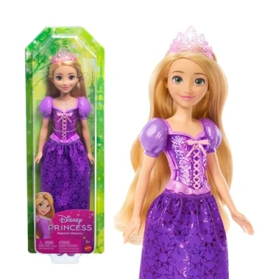 Image of Mattel Disney Princess Rapunzel Doll, Tangled in Signature Clothing, Collectible Fashion Poseable Doll with Blonde Hair, Tiara Crown, Accessories, Toys for Ages 3 and Up, HLW03
