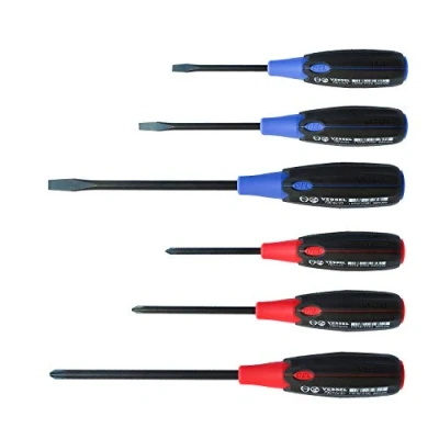 Image of Vessel Set of 6 Supercushion Flat Head and Cross Screwdrivers Compatible with Jis/Iso/Din/Asme, Black