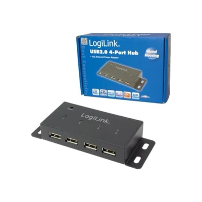 Image of Logilink USB 2.0 Hub with 4 Ports Metal in Black