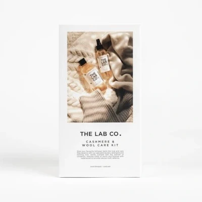 Image of The Lab Co. Cashmere &amp; Wool Care Kit. Non Bio Laundry Detergent Wash 300ml and Fabric Freshener Mist 150ml for woollens, merino mohair. Myrrh, Cinnamon Cedarwood