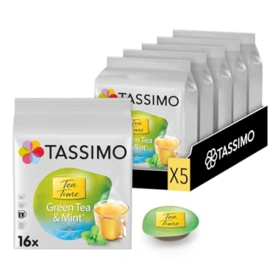 Image of Tassimo Tea Time Mint Green 16 Pods Pack of 5 (80 Servings)