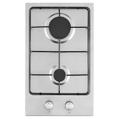 Image of Cookology GH306SS Gas Hob 30cm Cooktop Built In 2 Burners with Enamel Pan Supports, Auto Igniton and Flame Failure Safety Stainless Steel