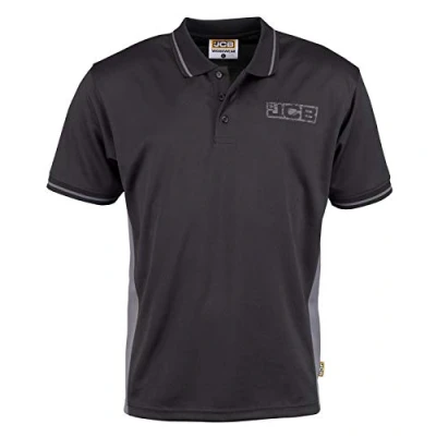 Image of JCB Workwear Men&#039;s Polos Polo Shirt Performance Shirt, D+IB Black/Grey, Size Small