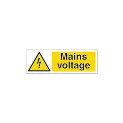 Image of V Safety 68031AX S&#039;Mains Voltage&#039; Sign, Landscape, 300 mm x 100 (Pack of 3)