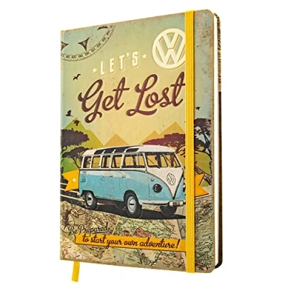 Image of Nostalgic Art, Retro Dotted Notebook Volkswagen Bulli T1 Let&#039;s Get Lost VW Bus Gift Idea, Bullet Journal Dotted, Vintage Design, A5, 54006