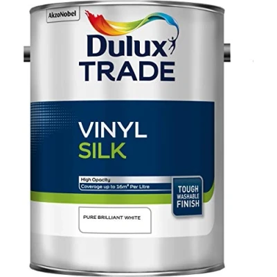 Image of Dulux Trade Vinyl Silk Pure Brilliant White 5L