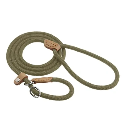 Image of Dog Leash Slip Lead Braided Rope Durable Pet Strong Training Traffic Walking for Large Medium Dogs Small Puppy Beige